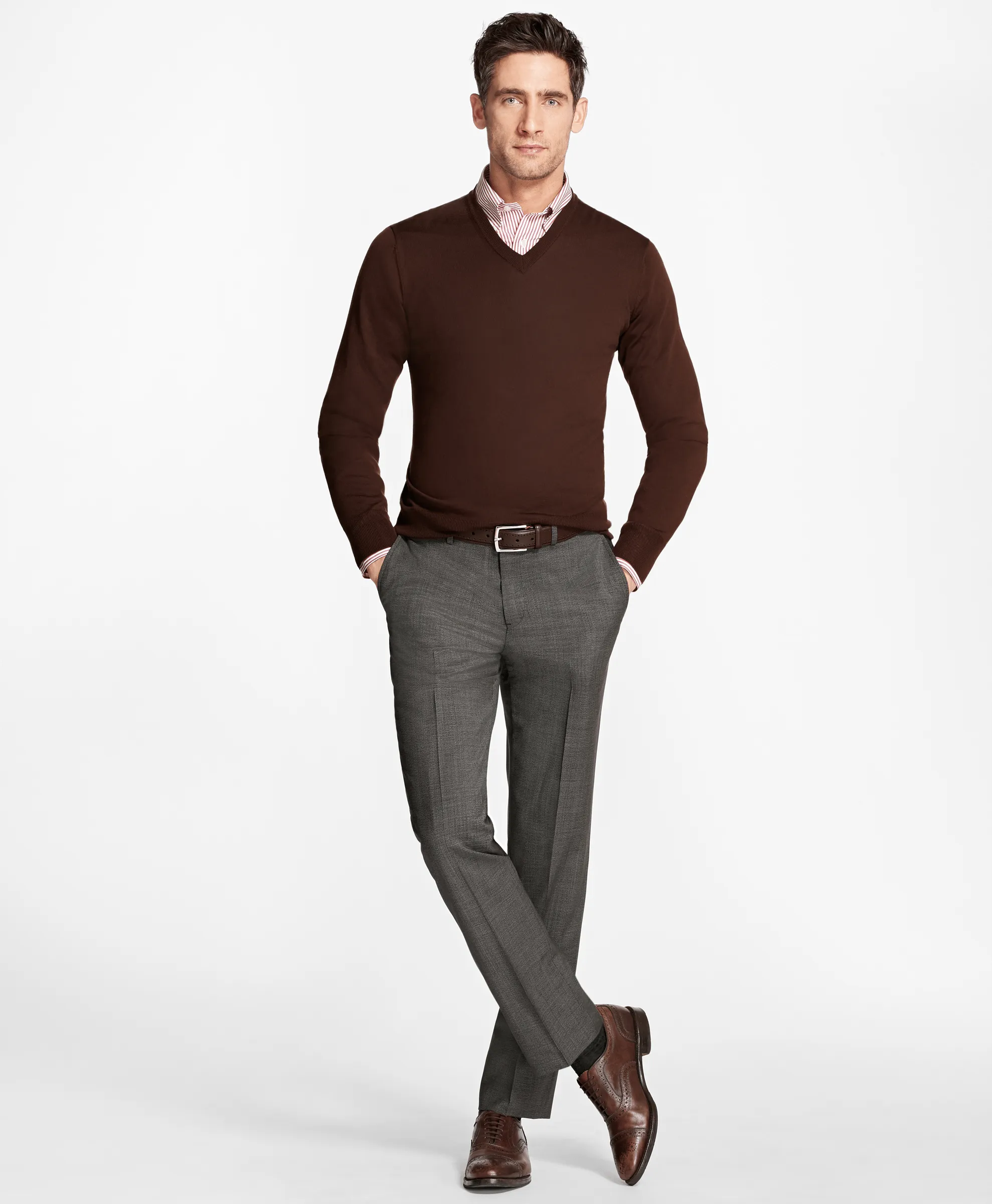MENS DRESS TROUSERS TRS WM RGNT UB BROWN HOUNDSCHECK - 000100089247 018 30R