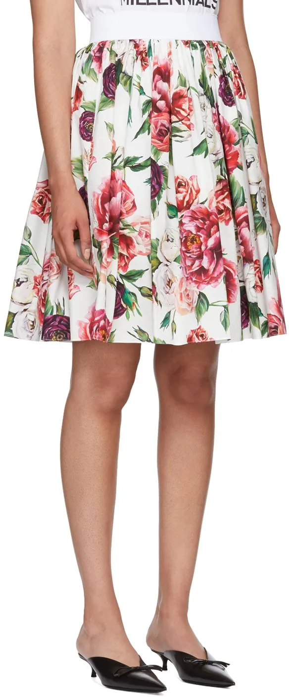 Multicolor Floral Peonies Miniskirt
