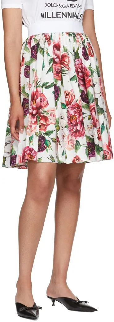 Multicolor Floral Peonies Miniskirt