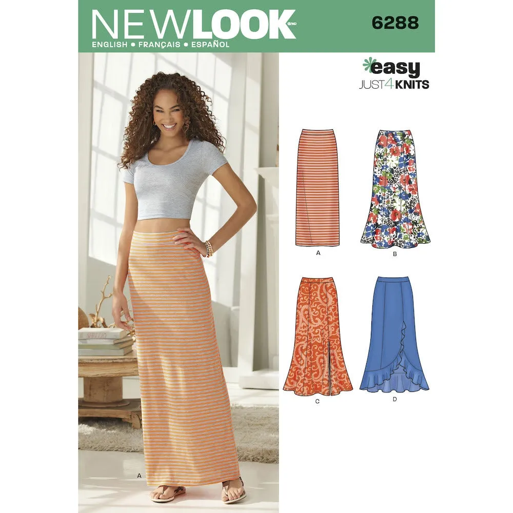 Newlook Pattern 6288 Misses' Pull on Knit Skirts