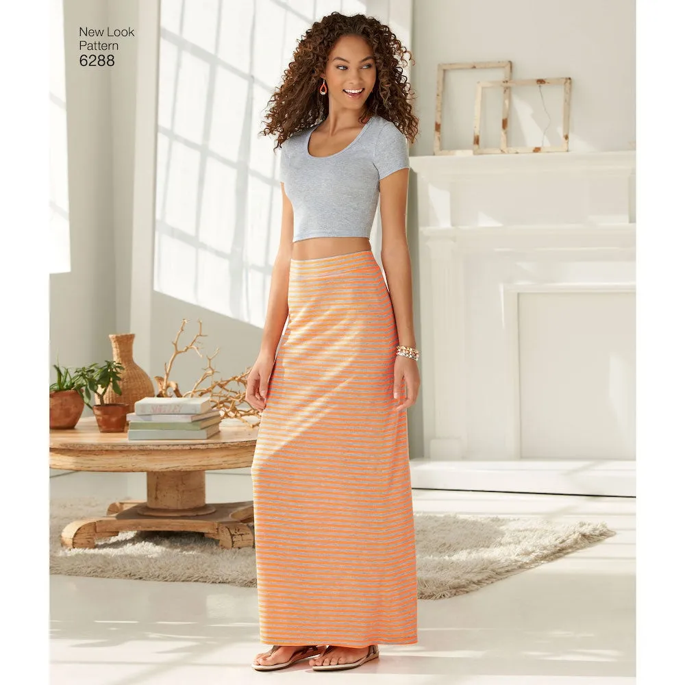 Newlook Pattern 6288 Misses' Pull on Knit Skirts