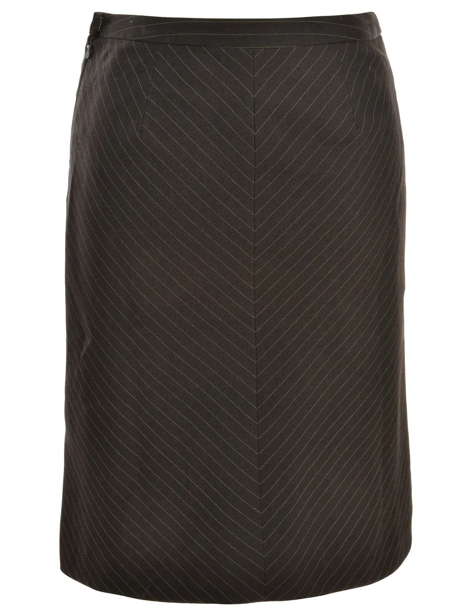 Pinstriped Black Maxi Skirt - M