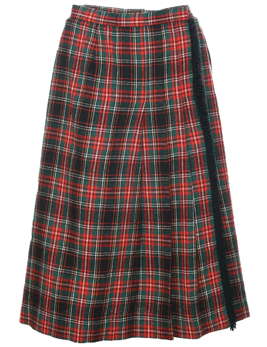 Plaid A-line Skirt - M