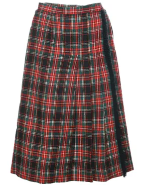 Plaid A-line Skirt - M