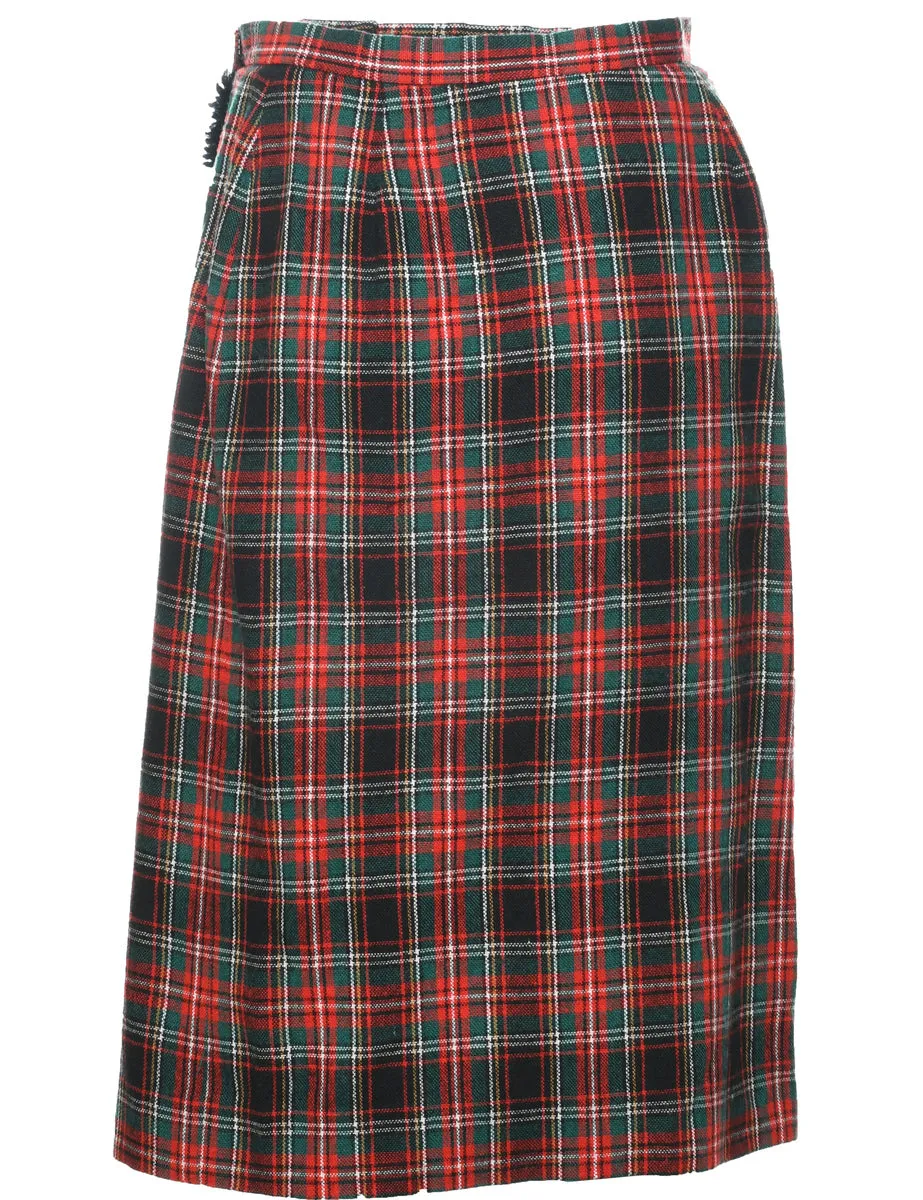Plaid A-line Skirt - M