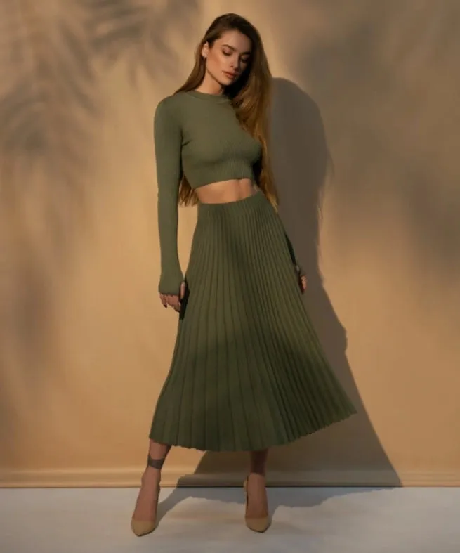 Pleated Midi Skirt