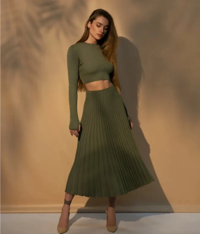 Pleated Midi Skirt