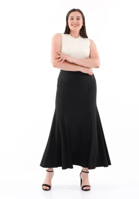 Plus Size Oversized Black Maxi Fishtail Skirt