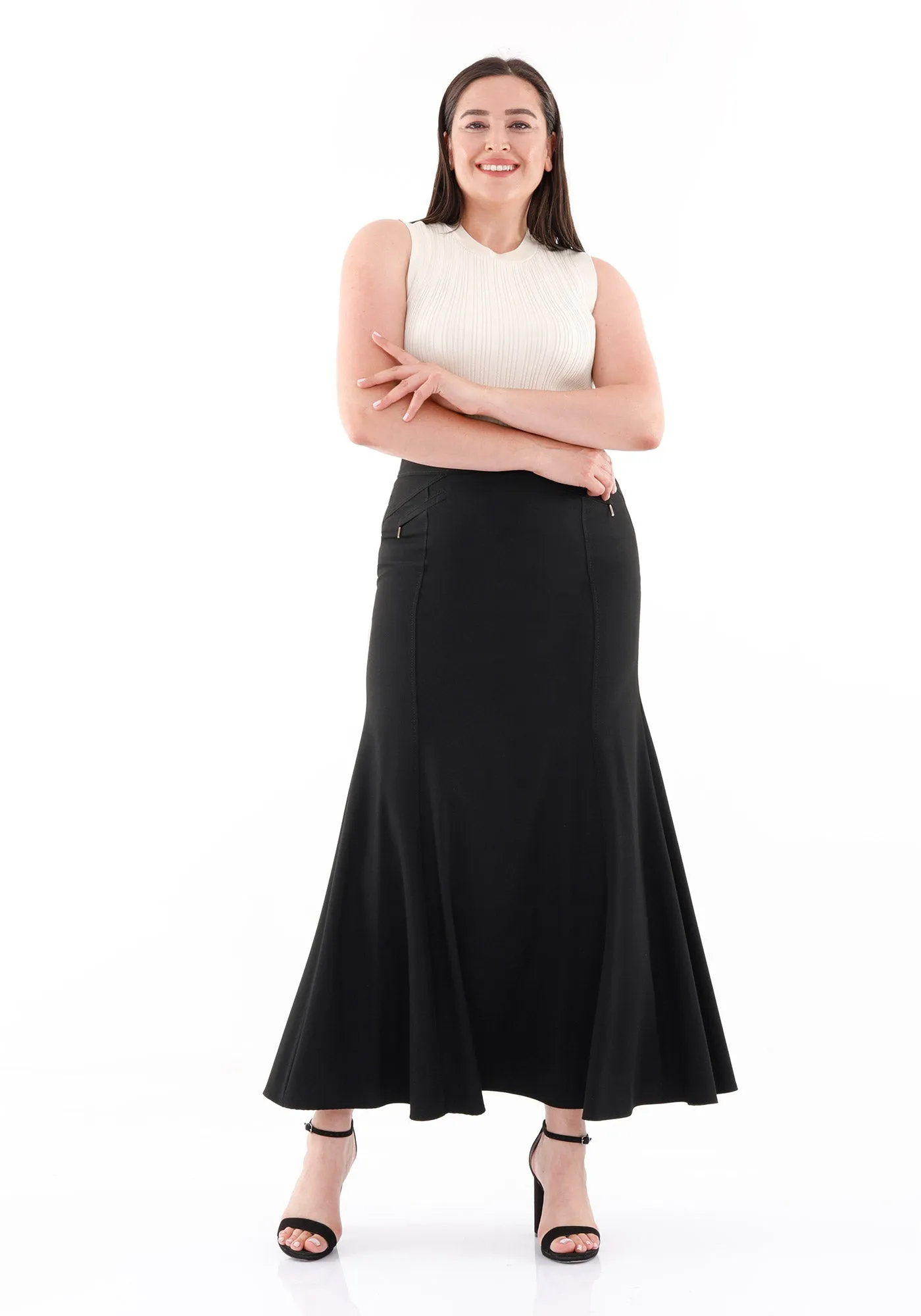 Plus Size Oversized Black Maxi Fishtail Skirt