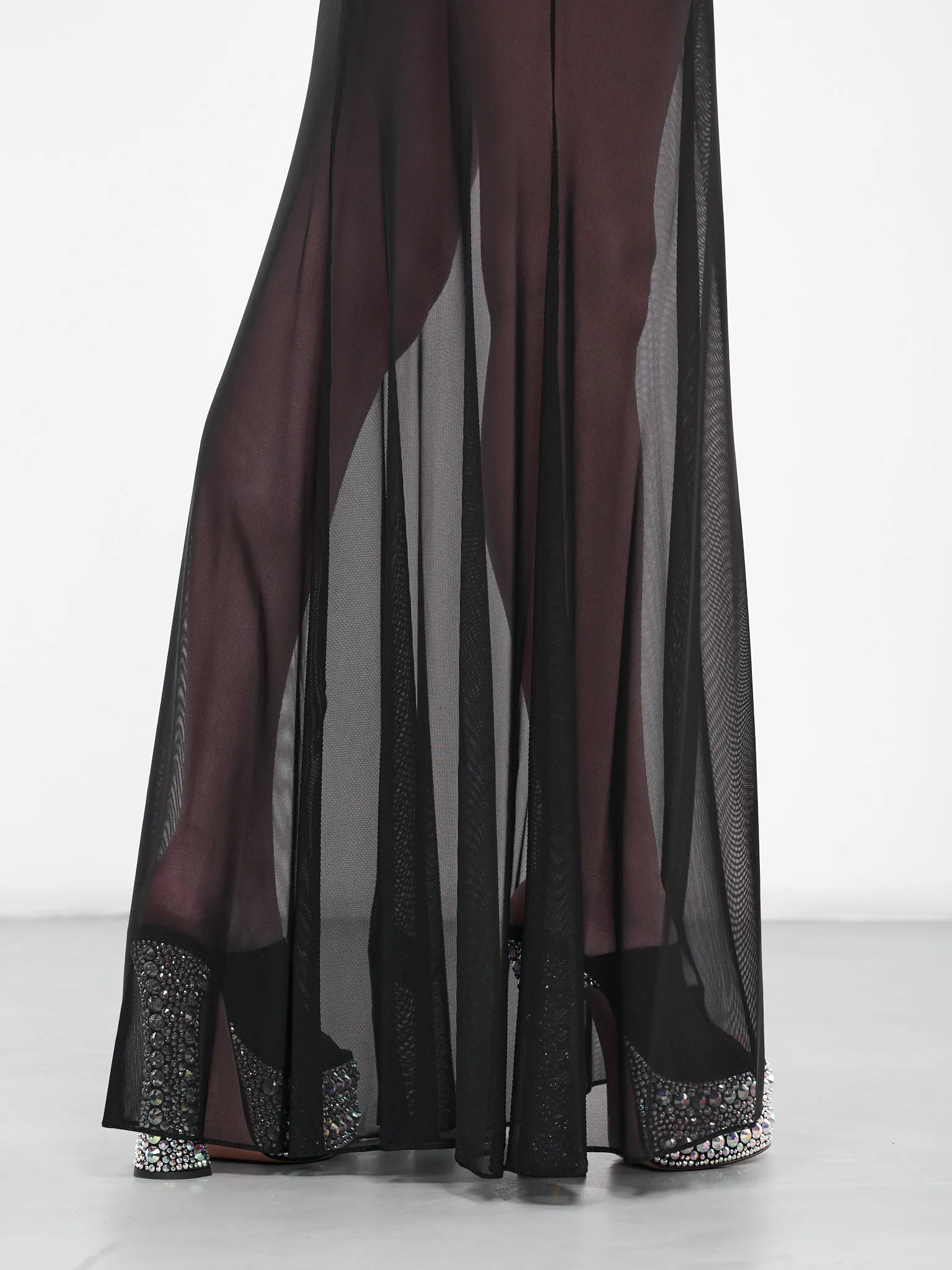 Ruched Waist Sheer Maxi Skirt (DK25SL-BLACK)