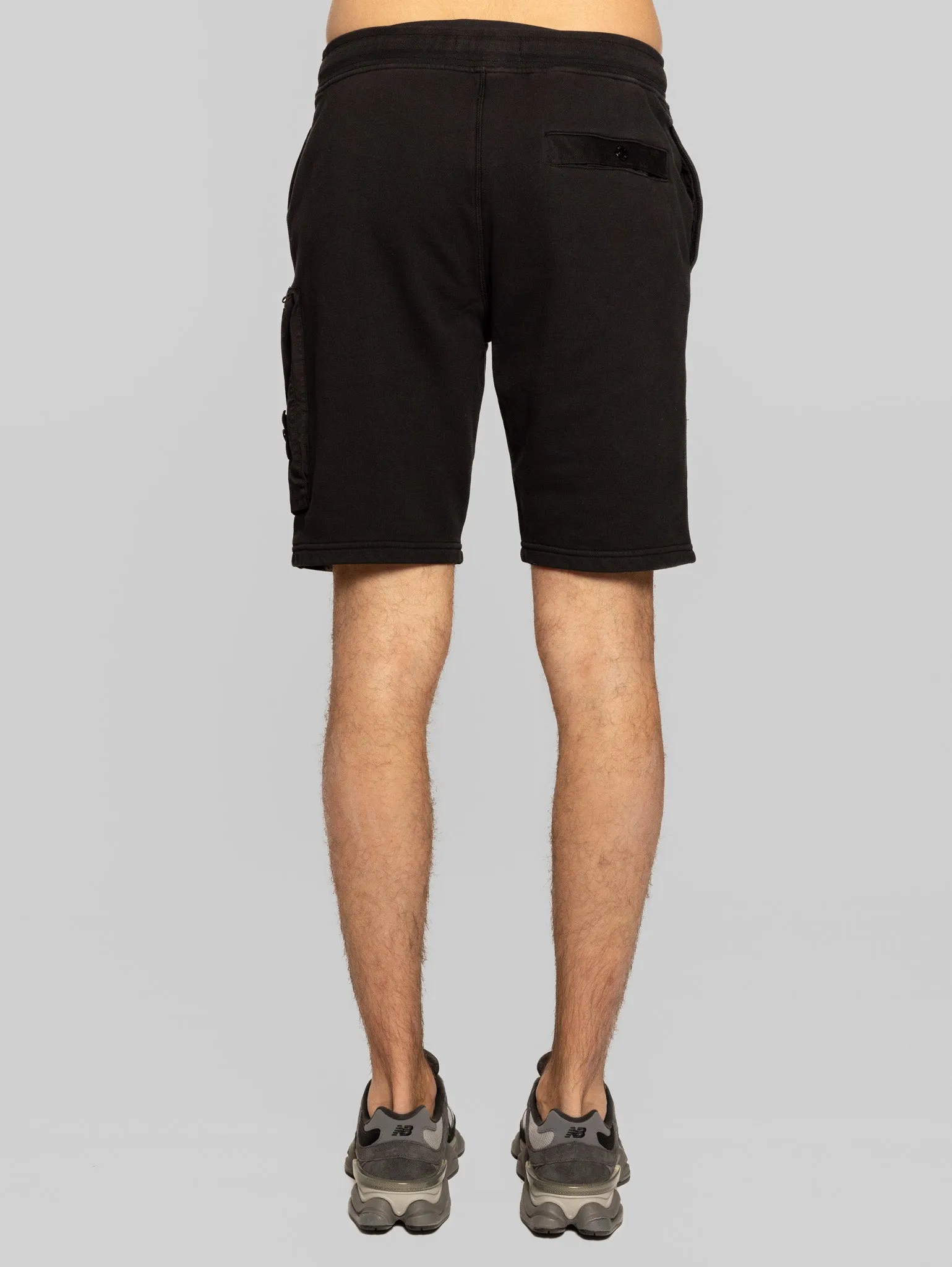 Shorts Cargo in Felpa con Coulisse Nero
