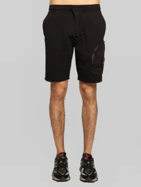 Shorts Cargo in Felpa con Coulisse Nero