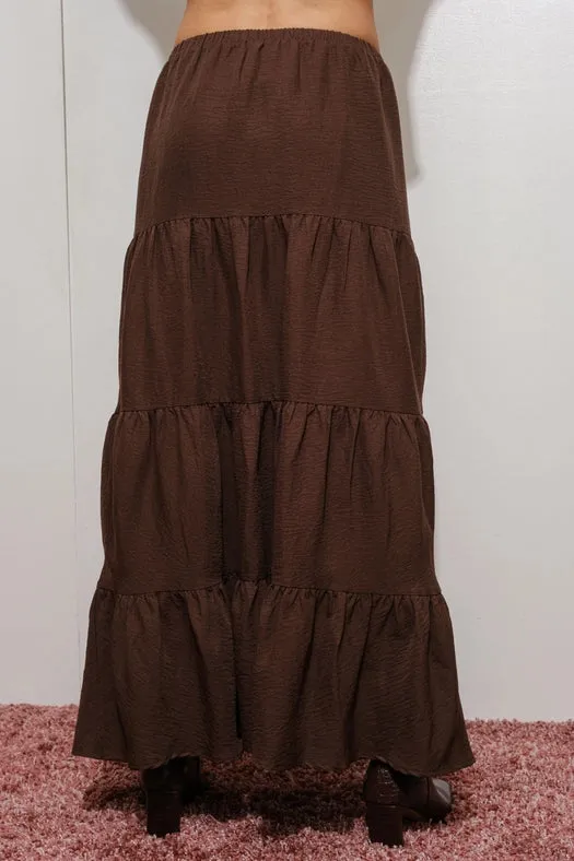 Solid Tiered Maxi Skirt
