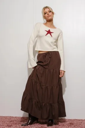 Solid Tiered Maxi Skirt