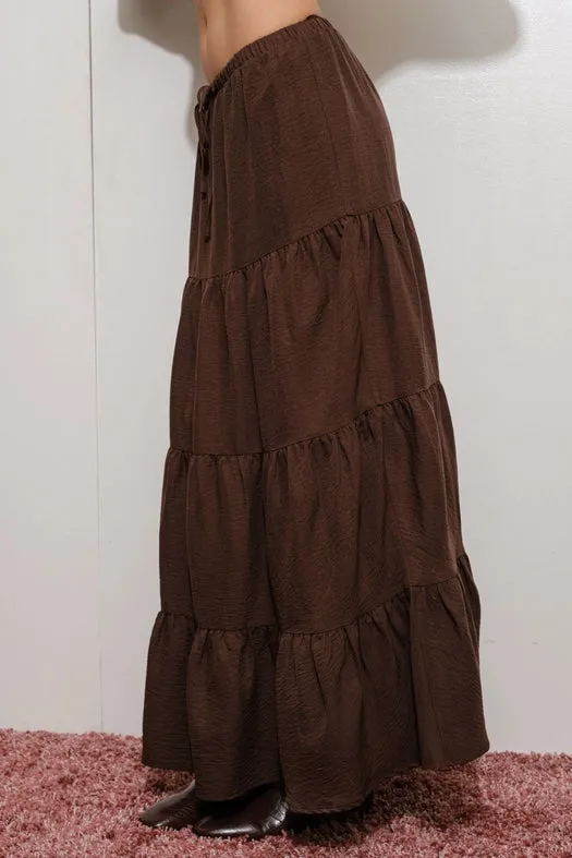 Solid Tiered Maxi Skirt