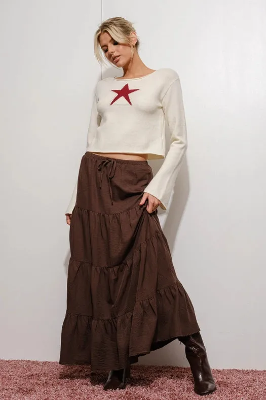 Solid Tiered Maxi Skirt