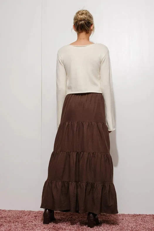 Solid Tiered Maxi Skirt