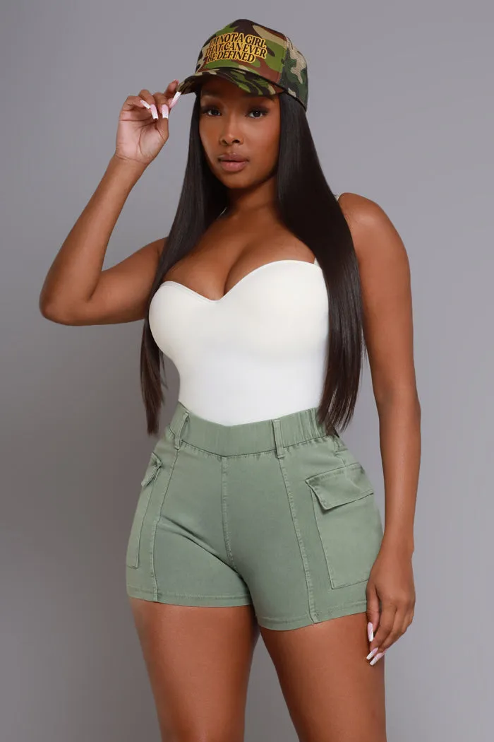 Sound Up Pull On Cargo Shorts - Olive