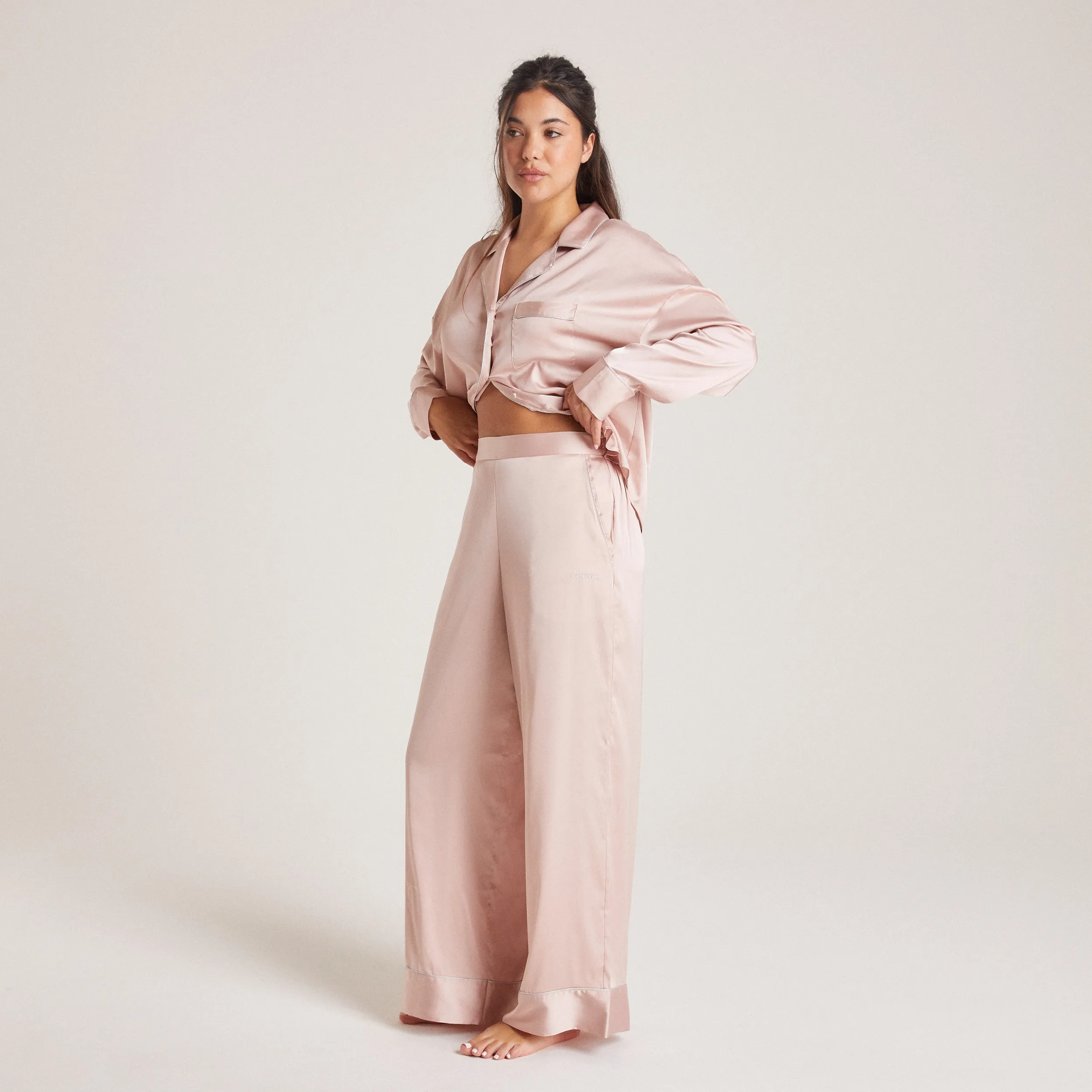 Sparkle Satin Pyjama Bottoms - Blush