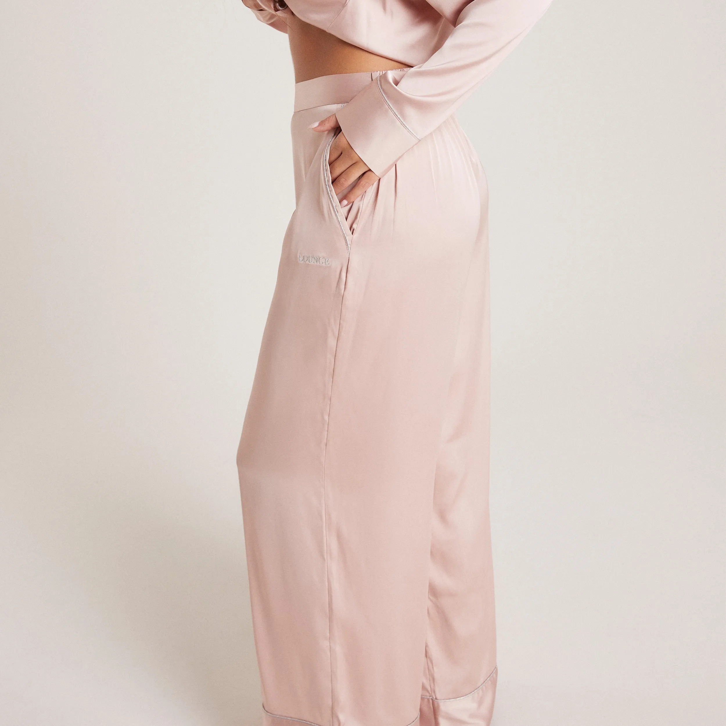 Sparkle Satin Pyjama Bottoms - Blush