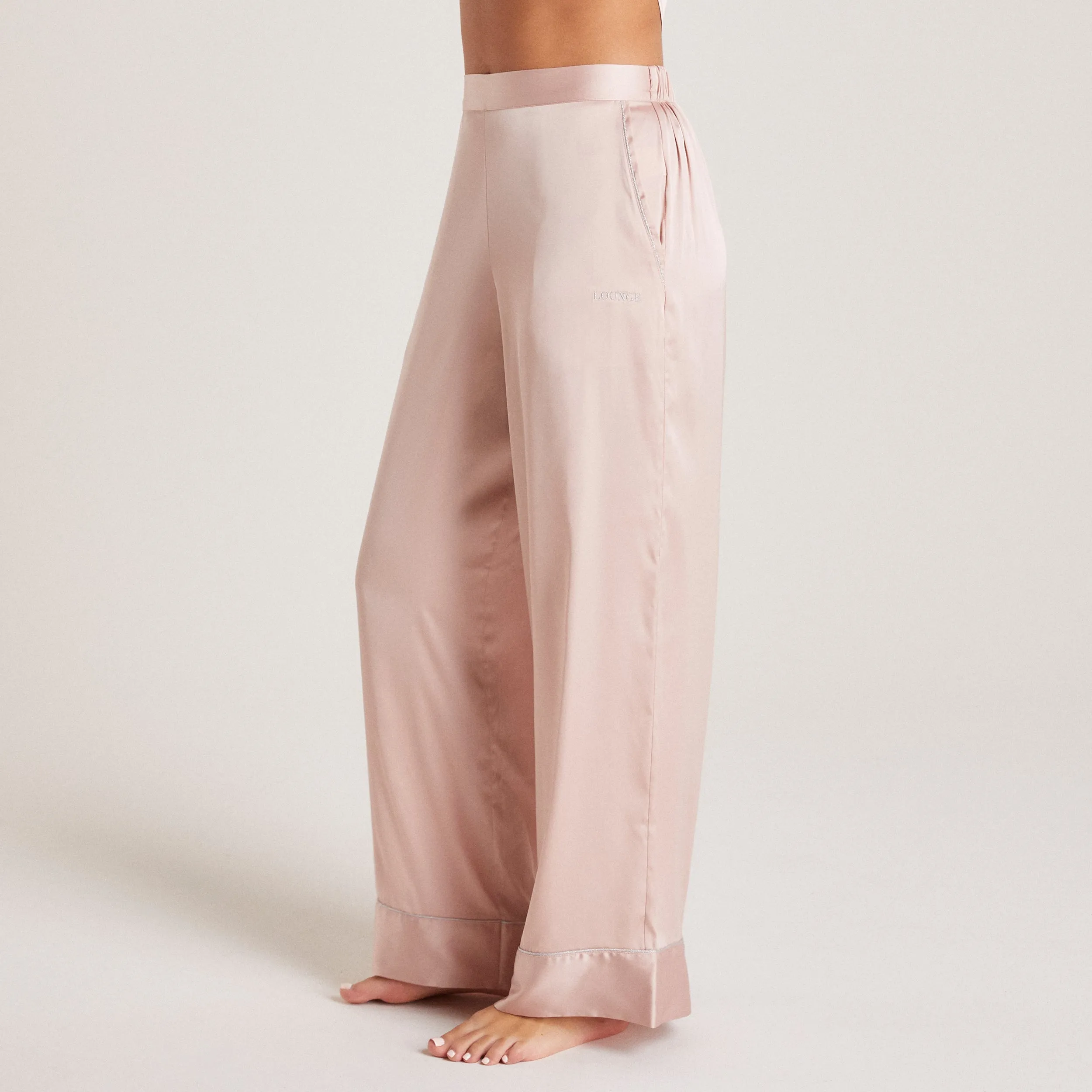 Sparkle Satin Pyjama Bottoms - Blush