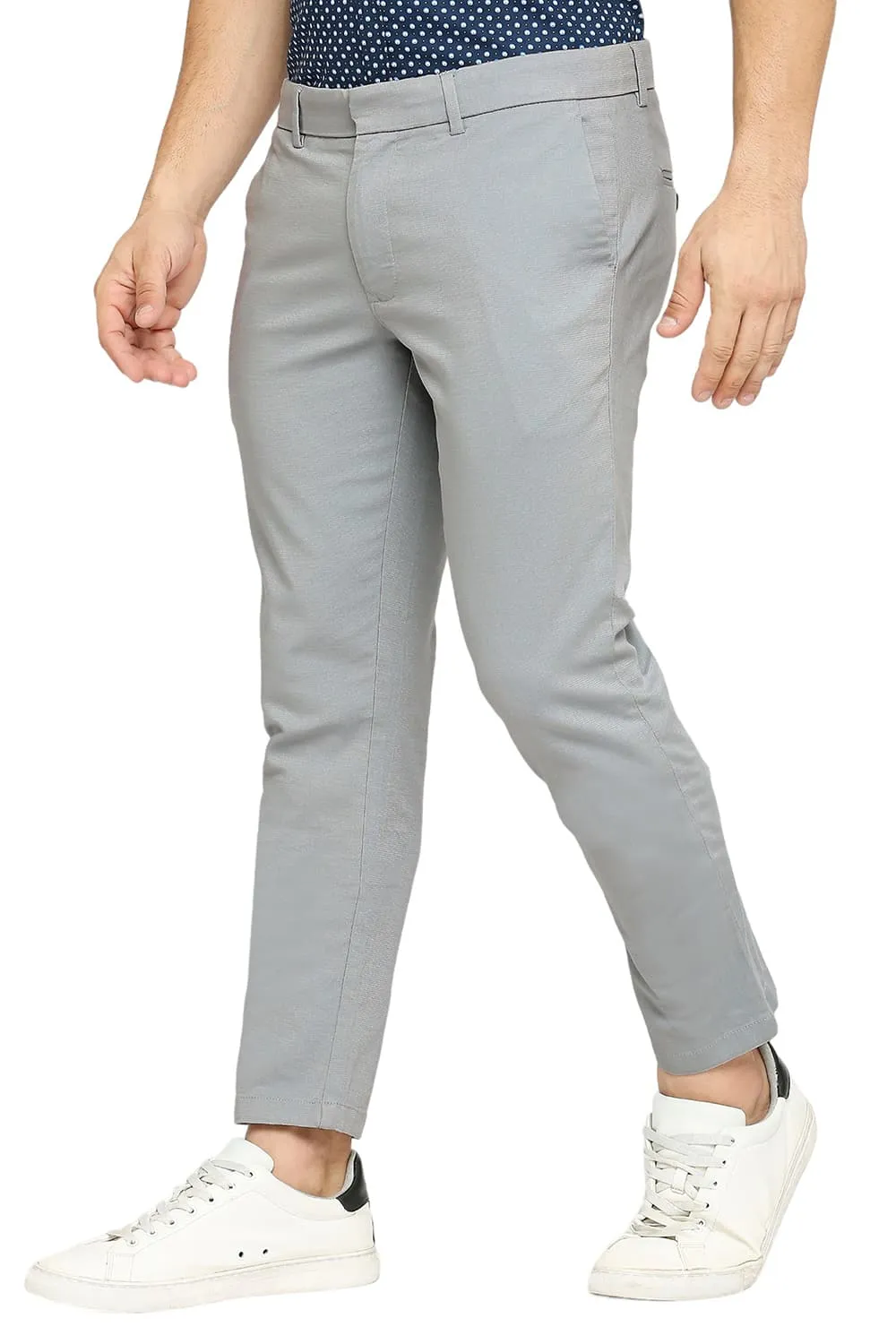 Tapered Fit Cotton Viscose Stretch Dobby Trousers