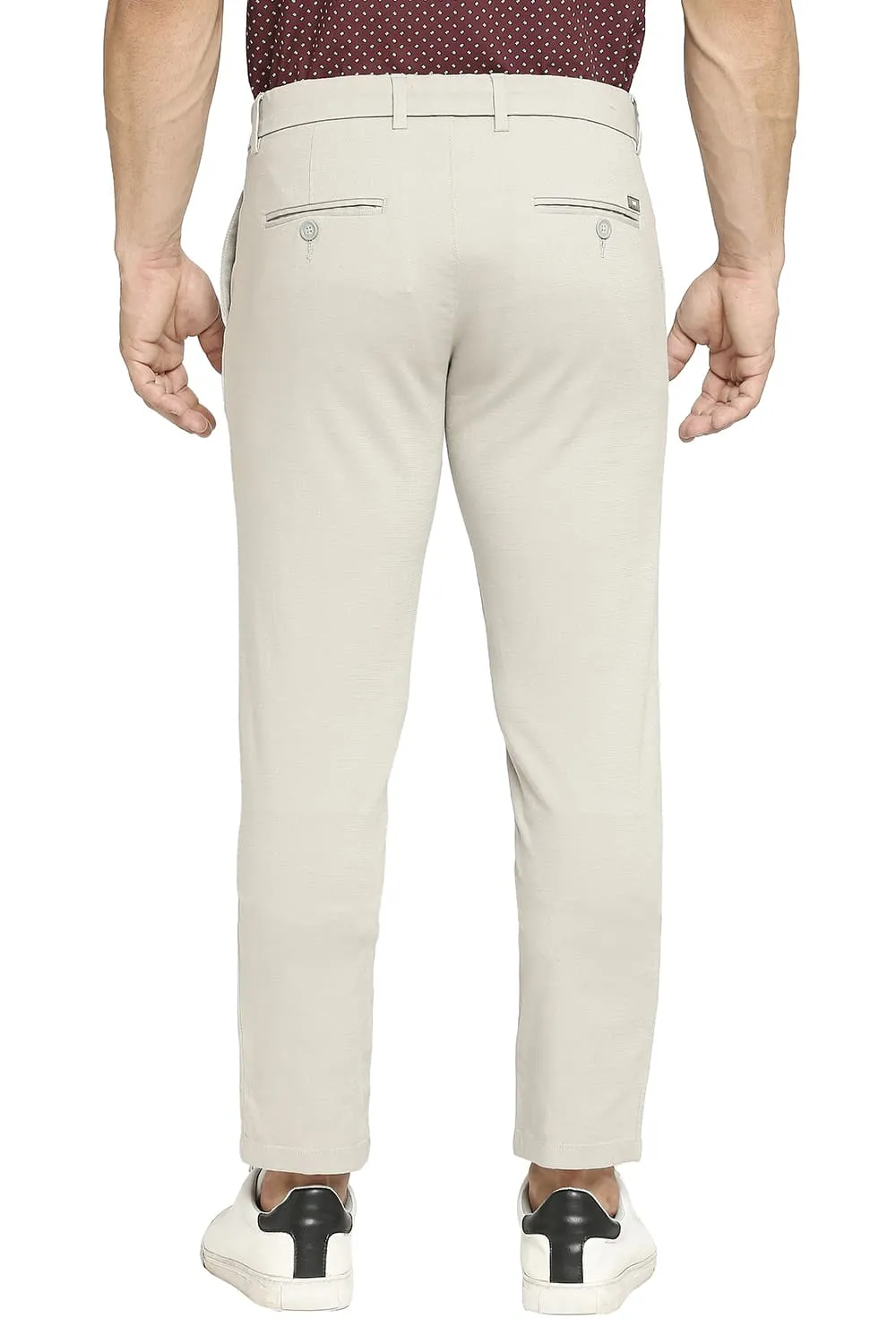 Tapered Fit Cotton Viscose Stretch Dobby Trousers