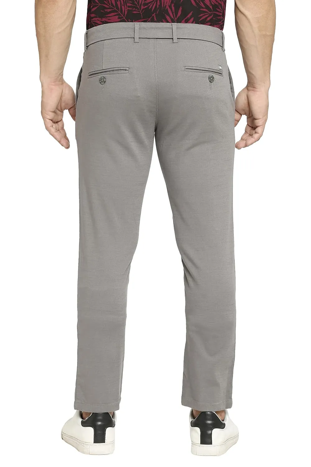 Tapered Fit Cotton Viscose Stretch Dobby Trousers