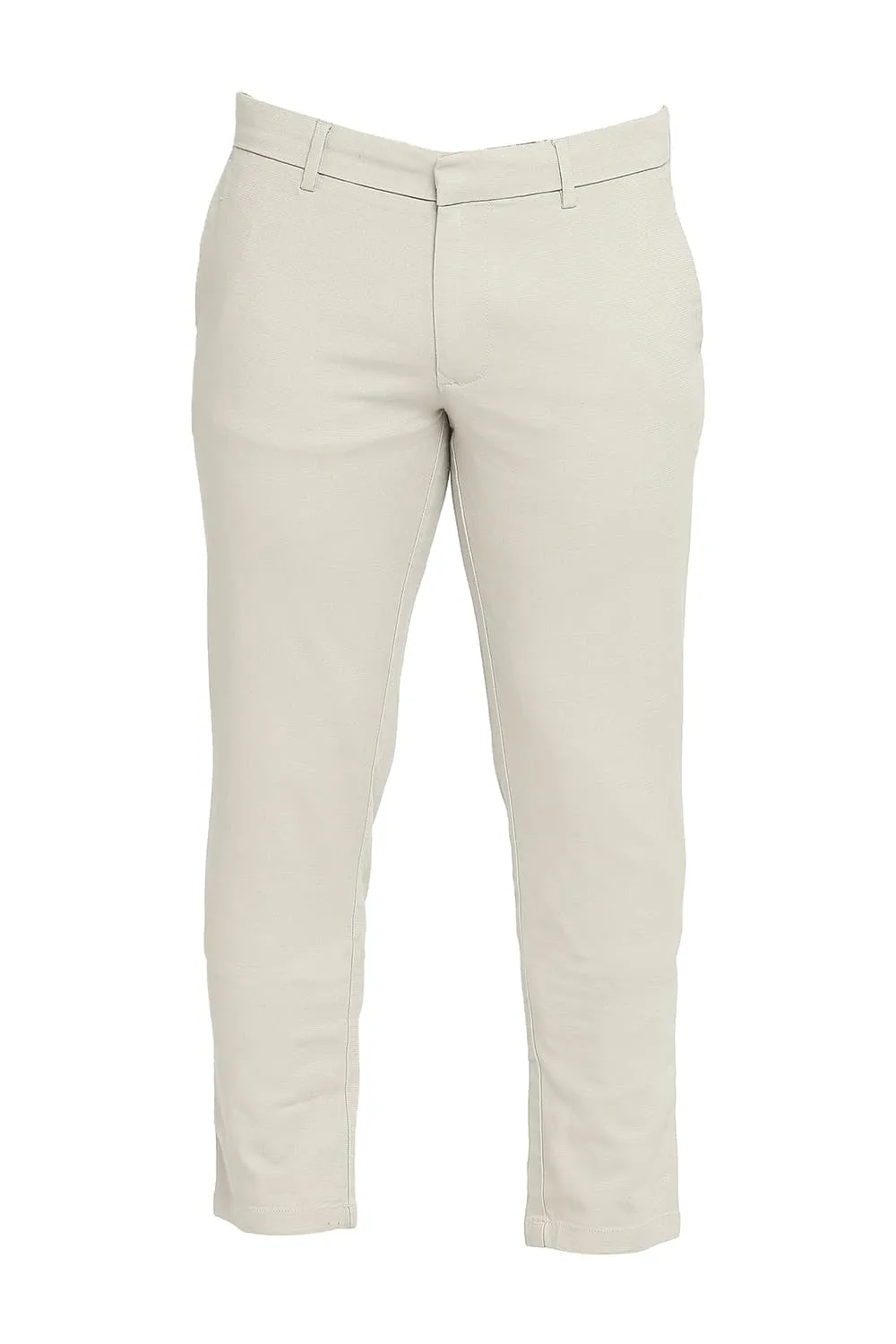 Tapered Fit Cotton Viscose Stretch Dobby Trousers
