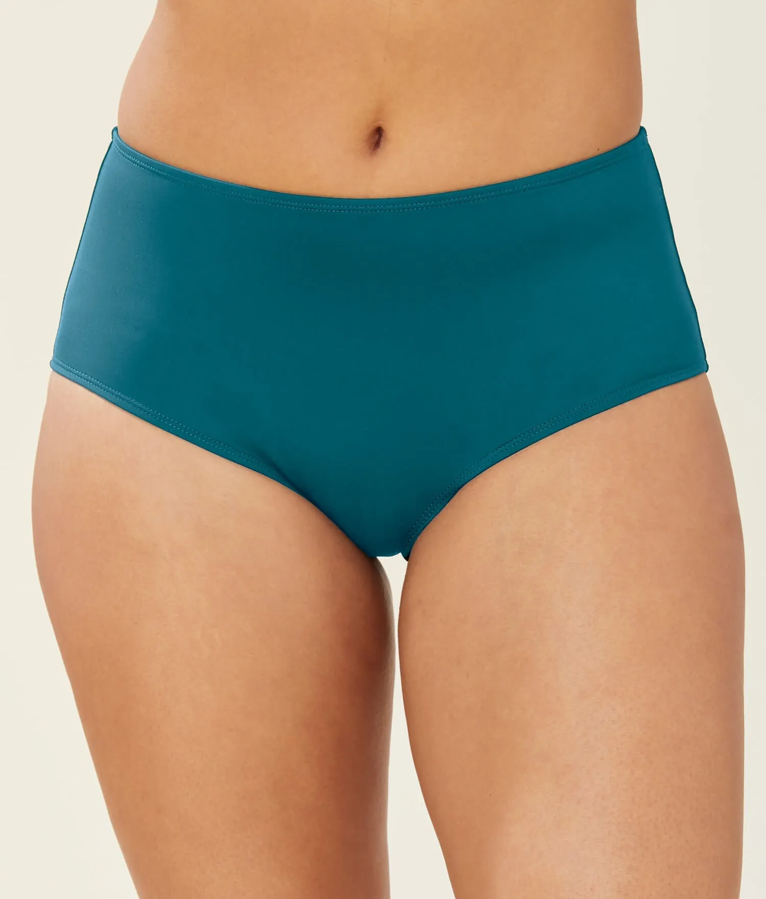 The High Waist Bikini Bottom - Glossy Eco Nylon - Azure (Archive)