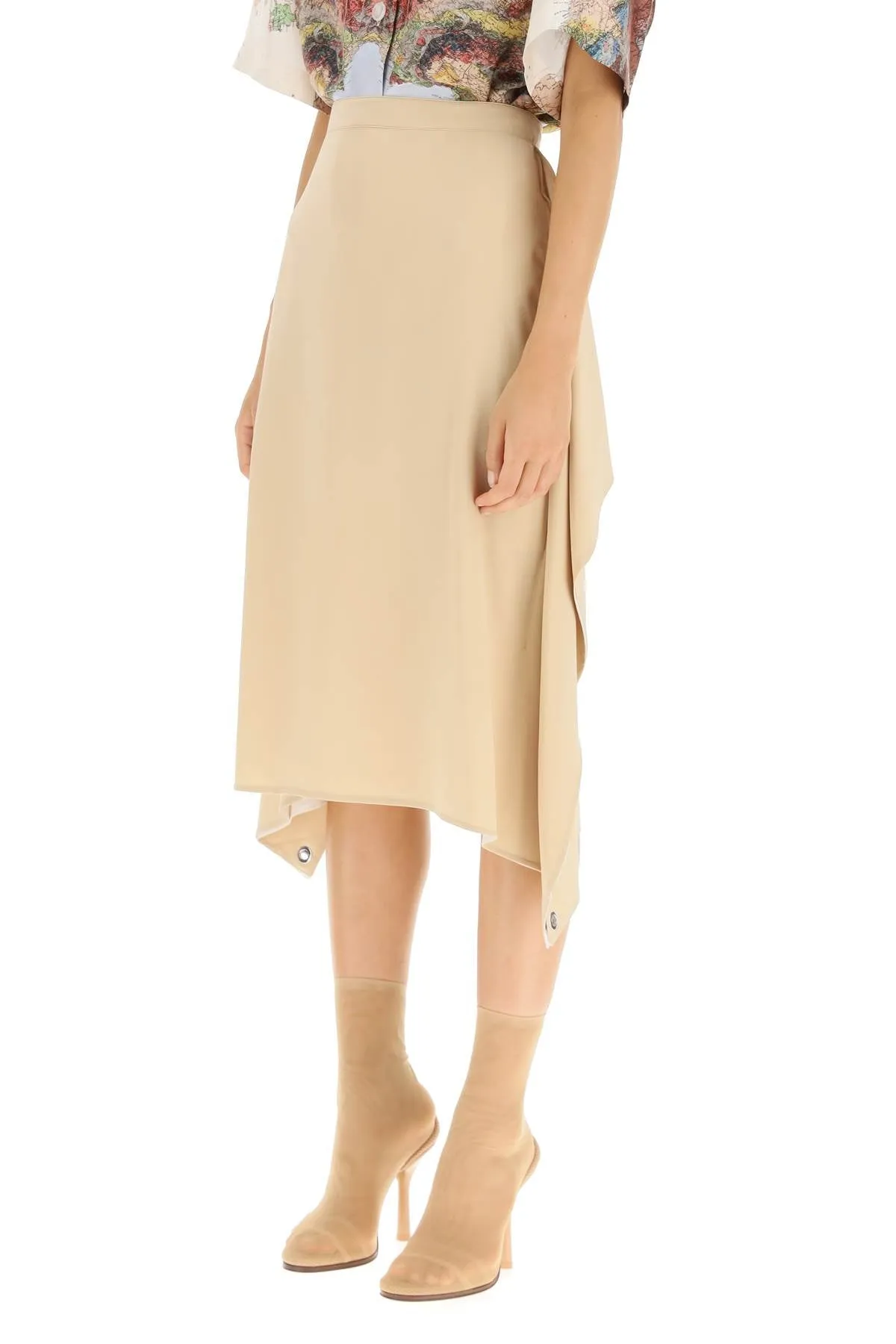 'thea' silk midi skirt 8055024 SOFT FAWN