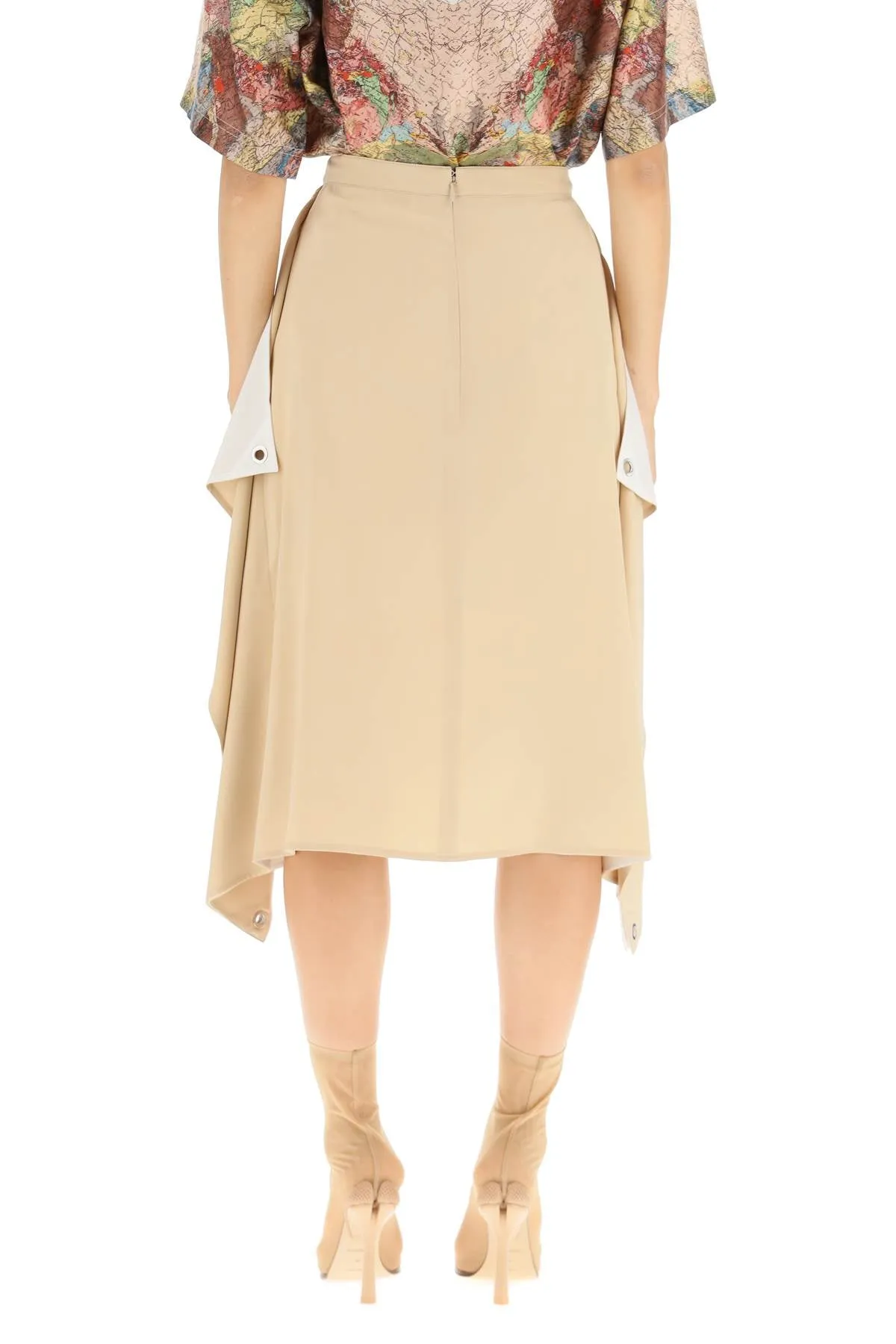 'thea' silk midi skirt 8055024 SOFT FAWN