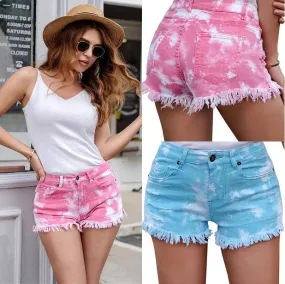 TIE DYE DENIM SHORTS