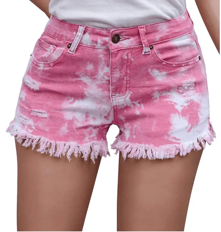 TIE DYE DENIM SHORTS