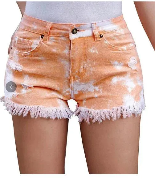 TIE DYE DENIM SHORTS