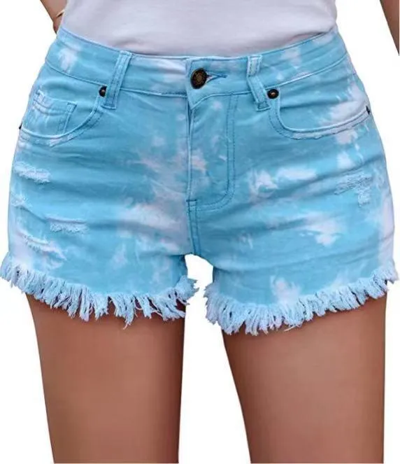 TIE DYE DENIM SHORTS