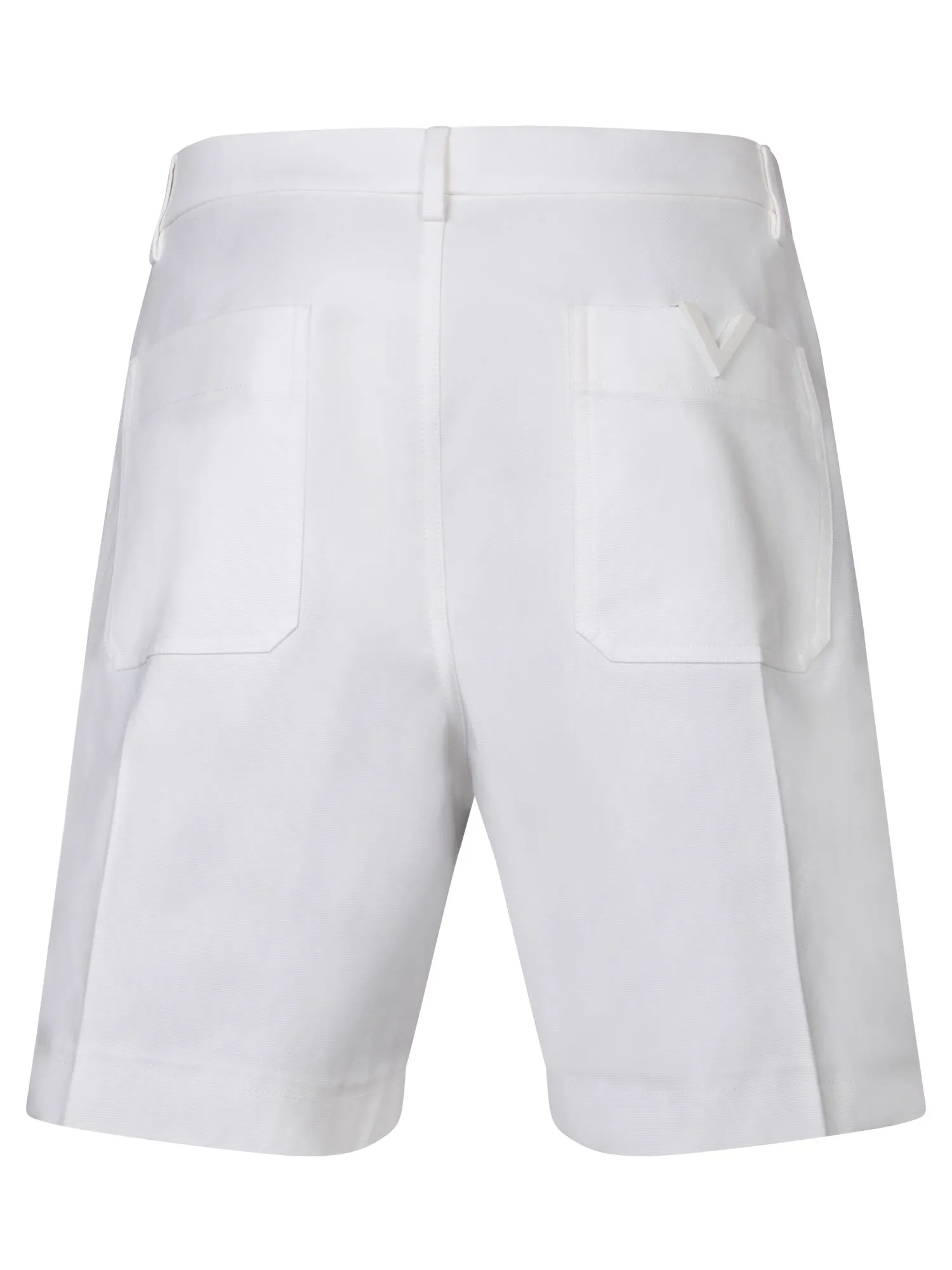 V Detail metal ivory bermuda shorts
