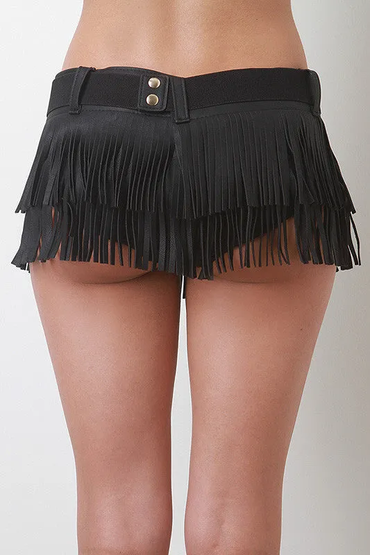 Vegan Leather Fringe Belt