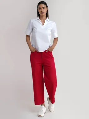 Wide Leg Cropped Culottes - Red