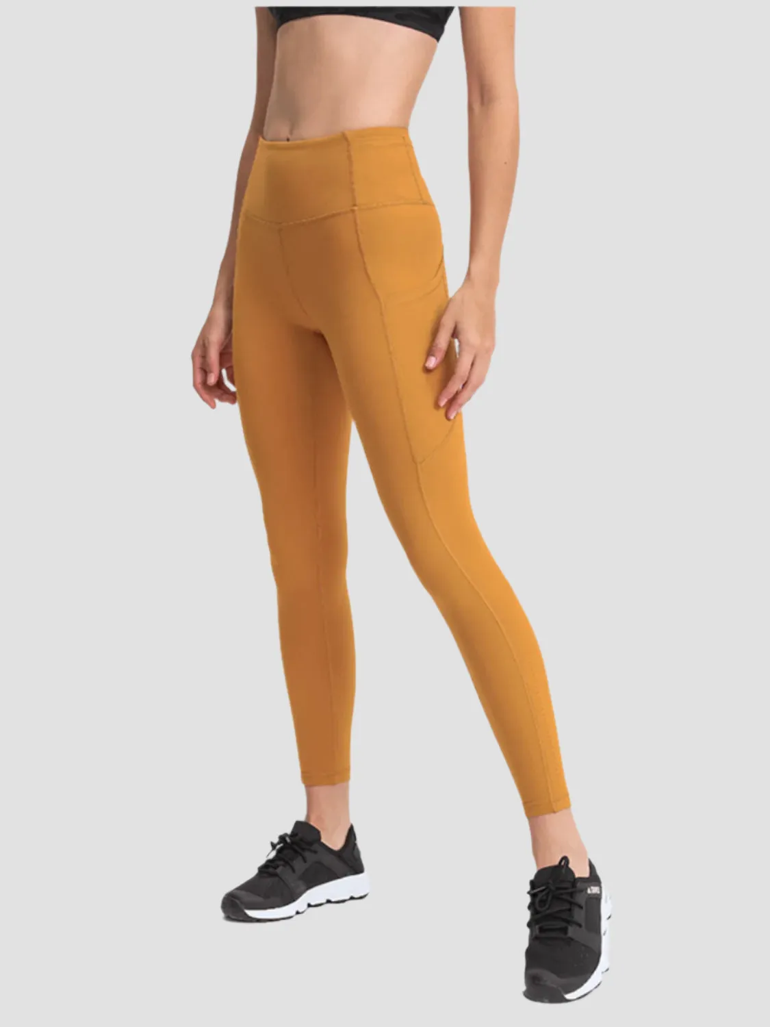 Wide Waistband Leggings with Pockets