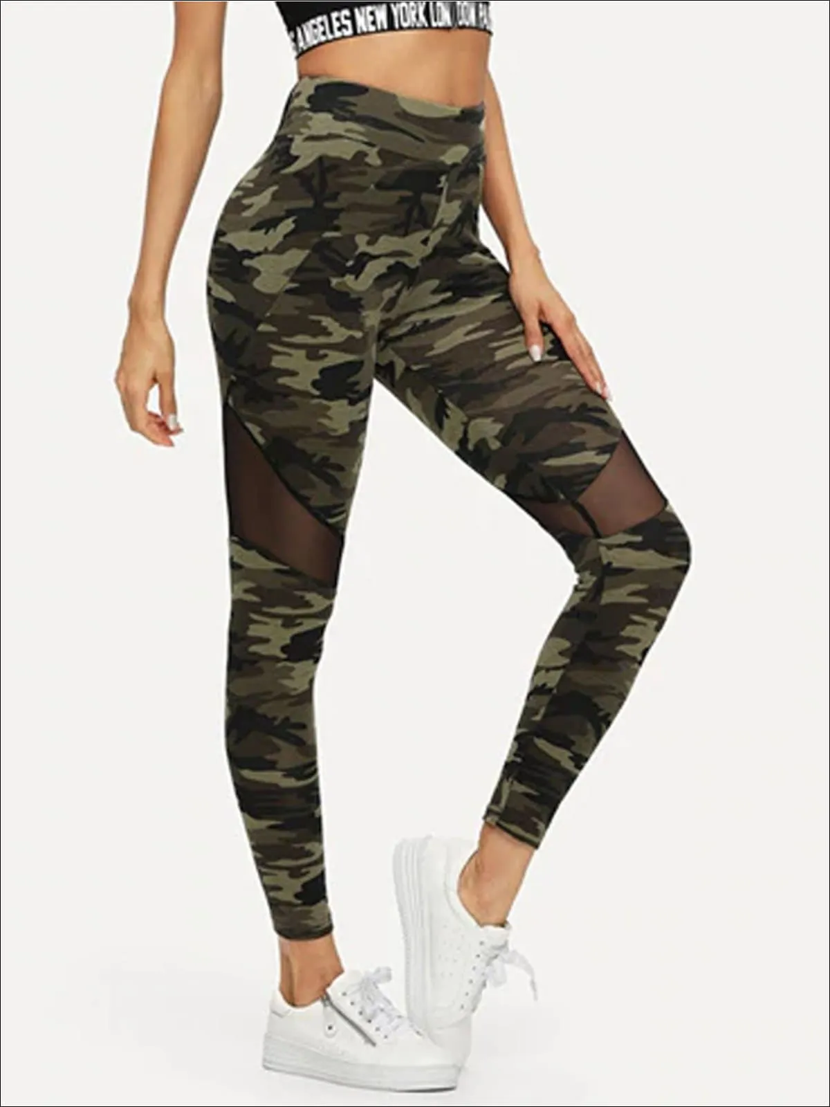 Women's Camouflage Mesh Fashion Athleisure Leggings